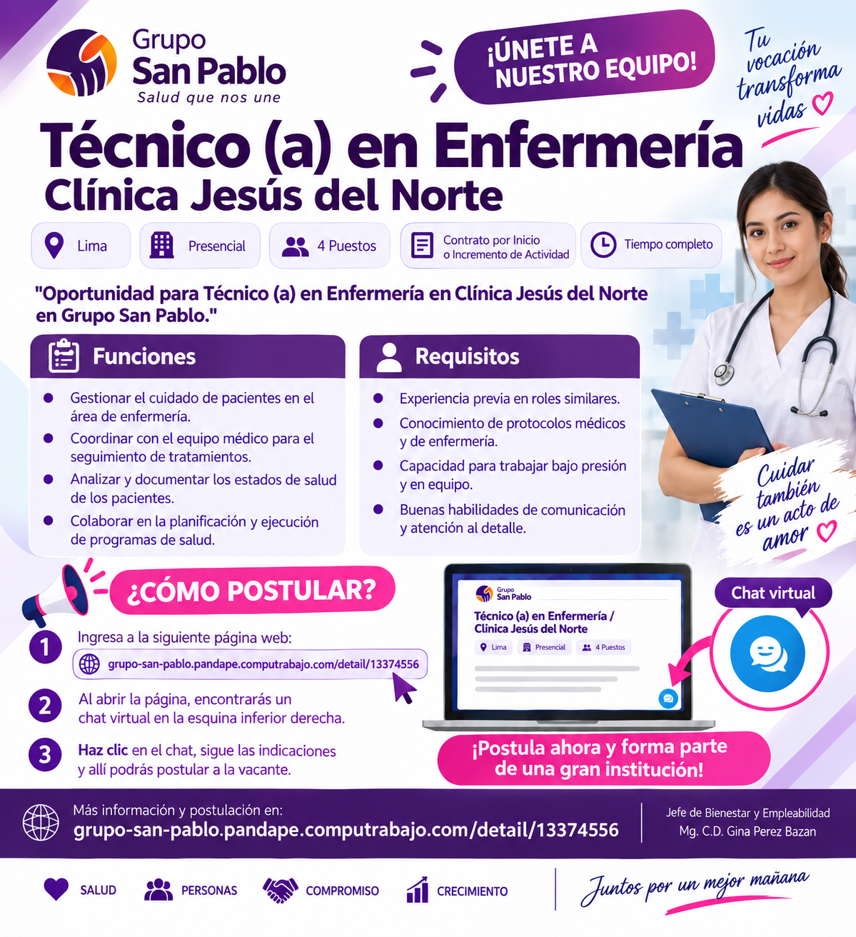 Oferta laboral Técnico en Enfermería